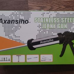 Upgraded 1.57LB Large Capacity Stainless Steel Jerky Gun Sausage Stuffer Machine Beef Jerky Gun Sausage Maker Jerky Shooter Jerky Gun Kit with 5 Nozzl