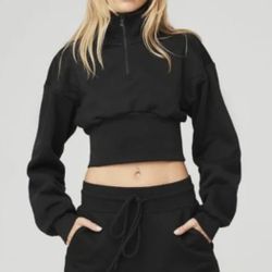 alo quarter zip cropped women’s sweater 