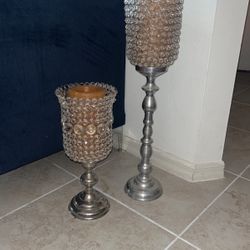TWO RHINESTONE CANDLE HOLDERS