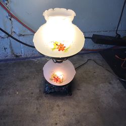 Vintage Victorian 3 Way Frosted Glass Lamp  Signed