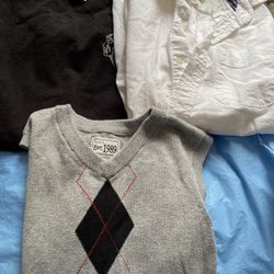 Boys Medium Vest Dark Black T-Shirt White Shirt $3 each