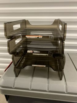 4. black Office stackable trays