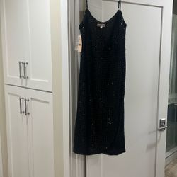 Black Sequin Midi  Dress