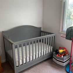Gray Convertible Baby Crib