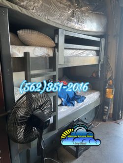 Triple twin grey bunk bed with trundle cama colchones nuevos new
