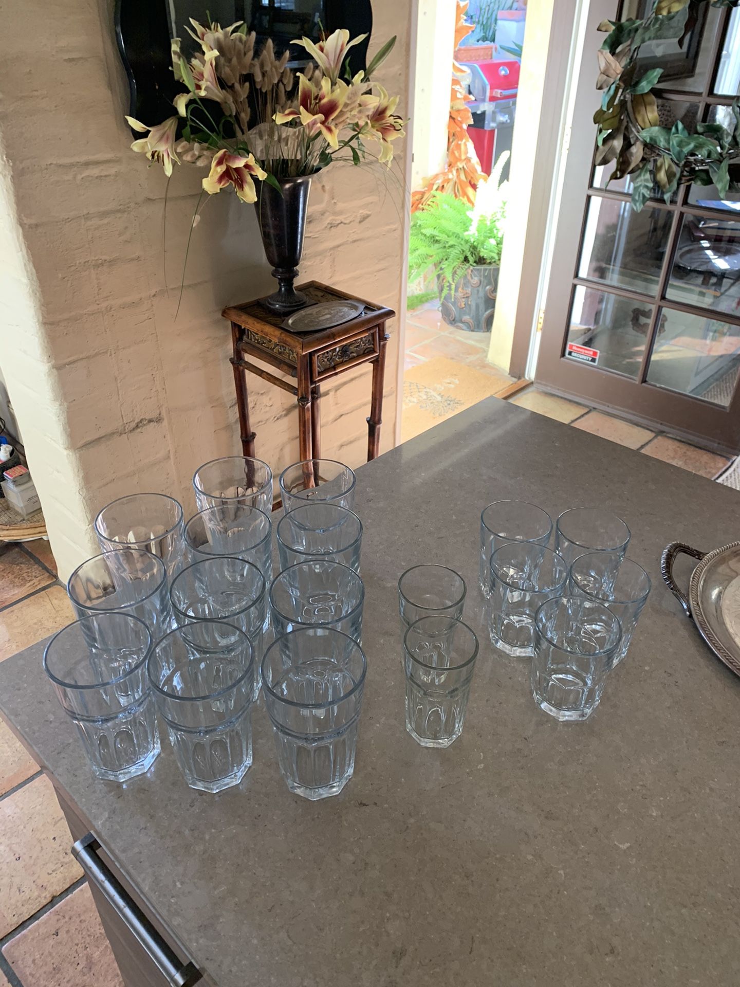 Pottery Barn Glassware: classic design 11 tall, 5 double old fashion and 2 juice/wine