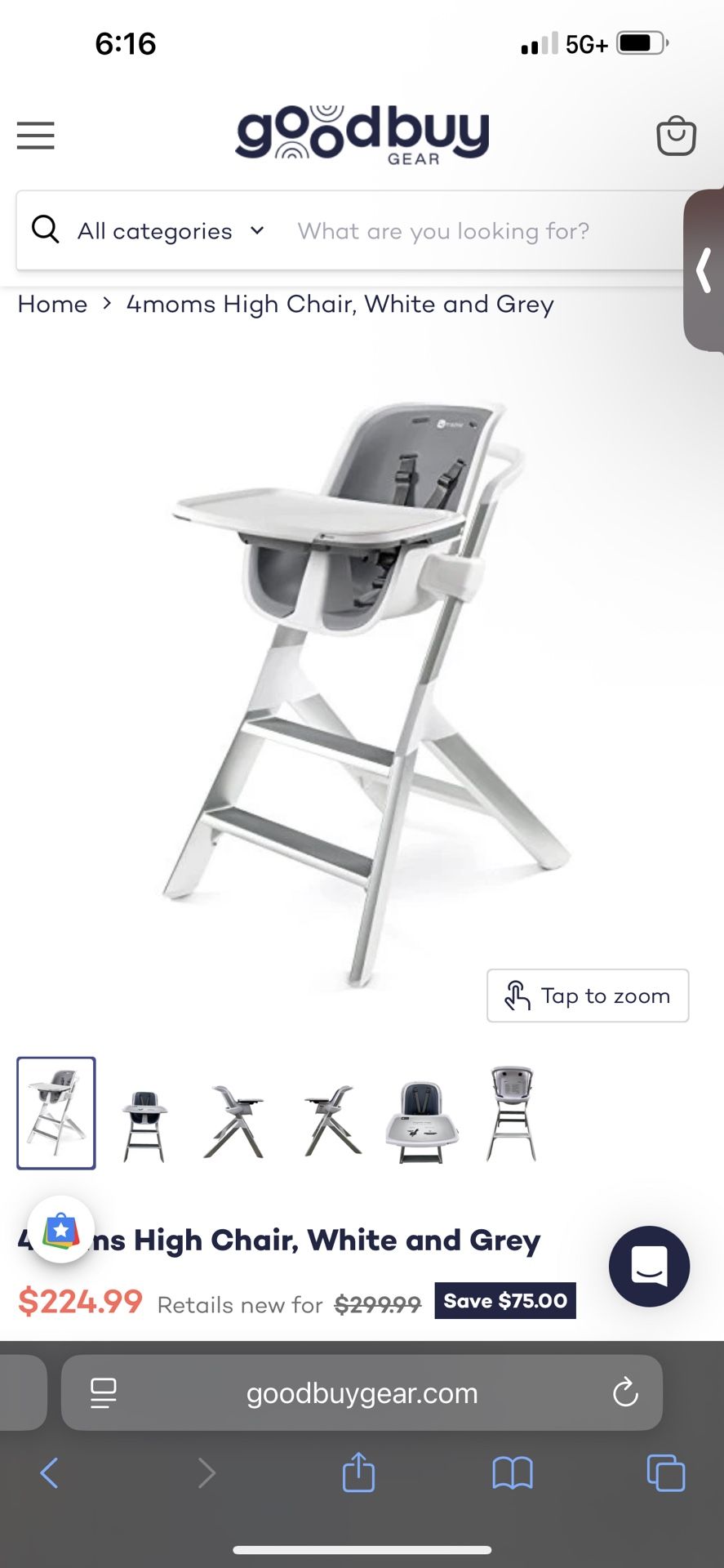 4moms High Chair, White and Grey
