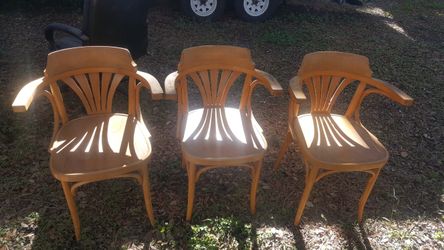 3 matching chairs wood