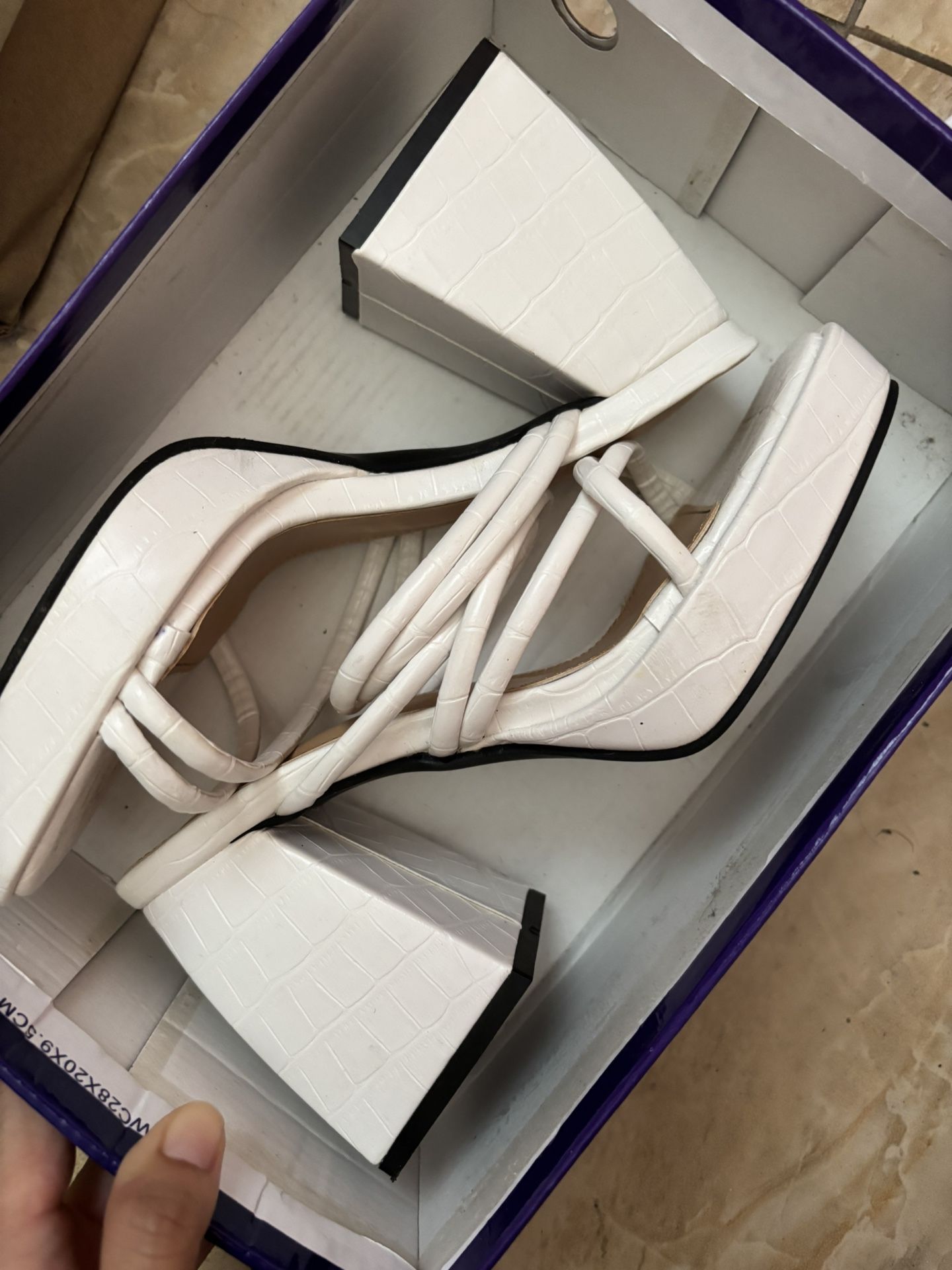 white chunky heels