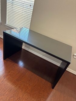 Glass Top Console Table Dark Wood Base