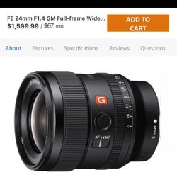 Sony FE 24mm F1.4 GM Full-Frame E-mount Lens