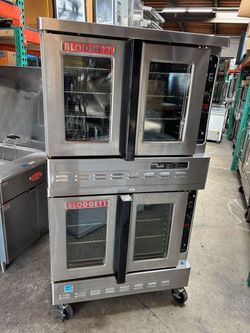 Full Size Blodgett DFG200 Nat Gas Dual Flow 2 Speed Convection Ovens Bakery Depth On Wheels #5452