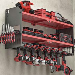 Power Tool Organizer, Large 8 Drill Holder Wall Mount