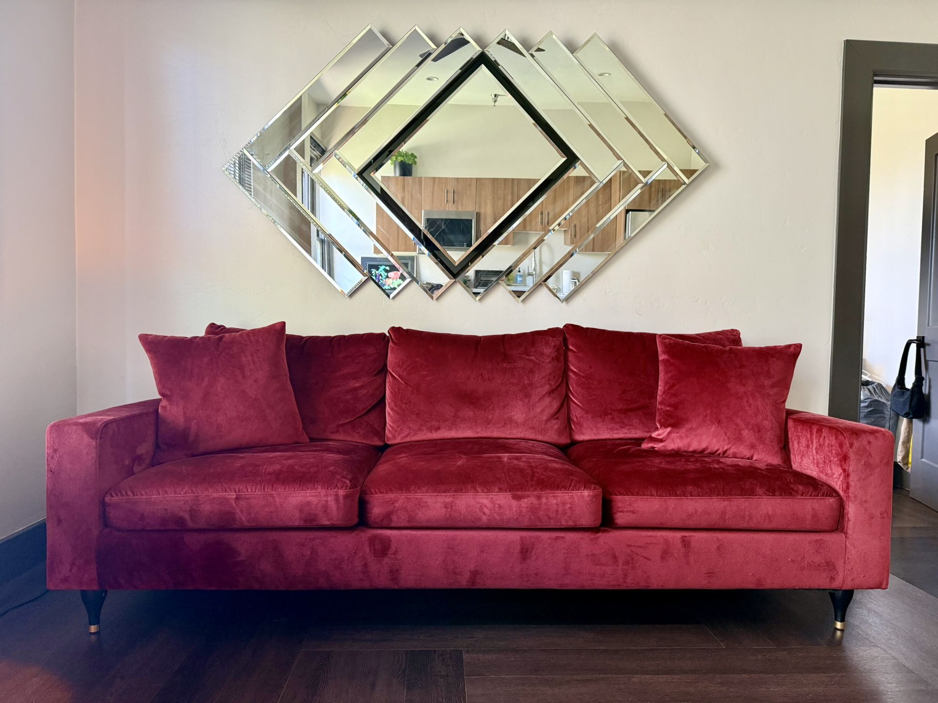 Beautiful Custom Interior Define Sofa – Sloan 3-Seater – Mod Velvet Bordeaux