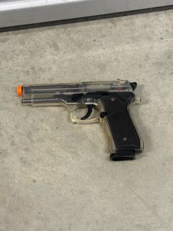 Clear Airsoft Pistol with Orange Tip