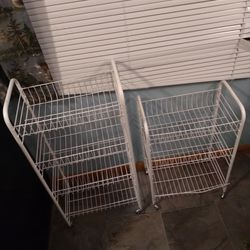 2 Mini Rolling Shelves And Plastic Drawer