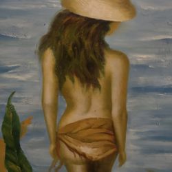 Woman in Water Realism on Canvas