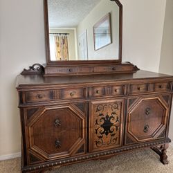 Antique Dresser And Mirror