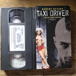 Collectible "Collector's Edition" VHS tape of the 1976 film Taxi Driver, starring Robert De Niro and Jodie Foster.