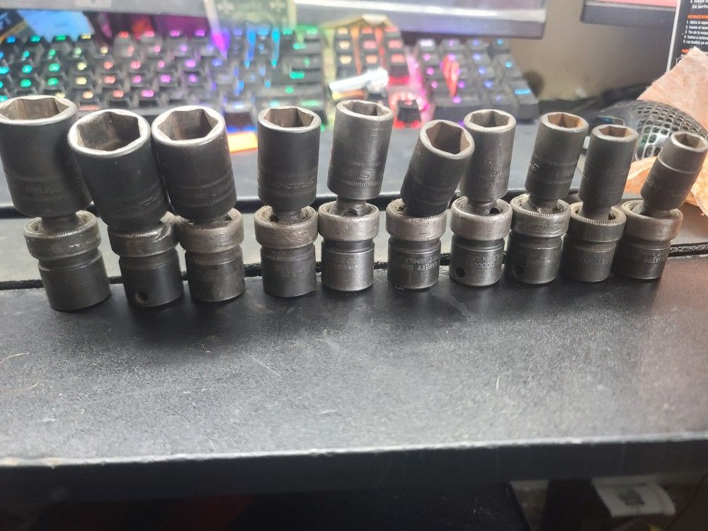 Snap On 10pc Semi Deep Impact Swivels Metric 3/8 Drive 10-19