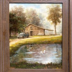 Morning At The Old Barn Oil Painting 