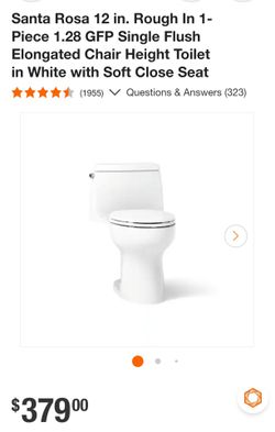 Santa Rosa 1-Piece Elongated Chair Height Toilet White