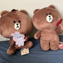 Bear Plush With Heart And Bunny