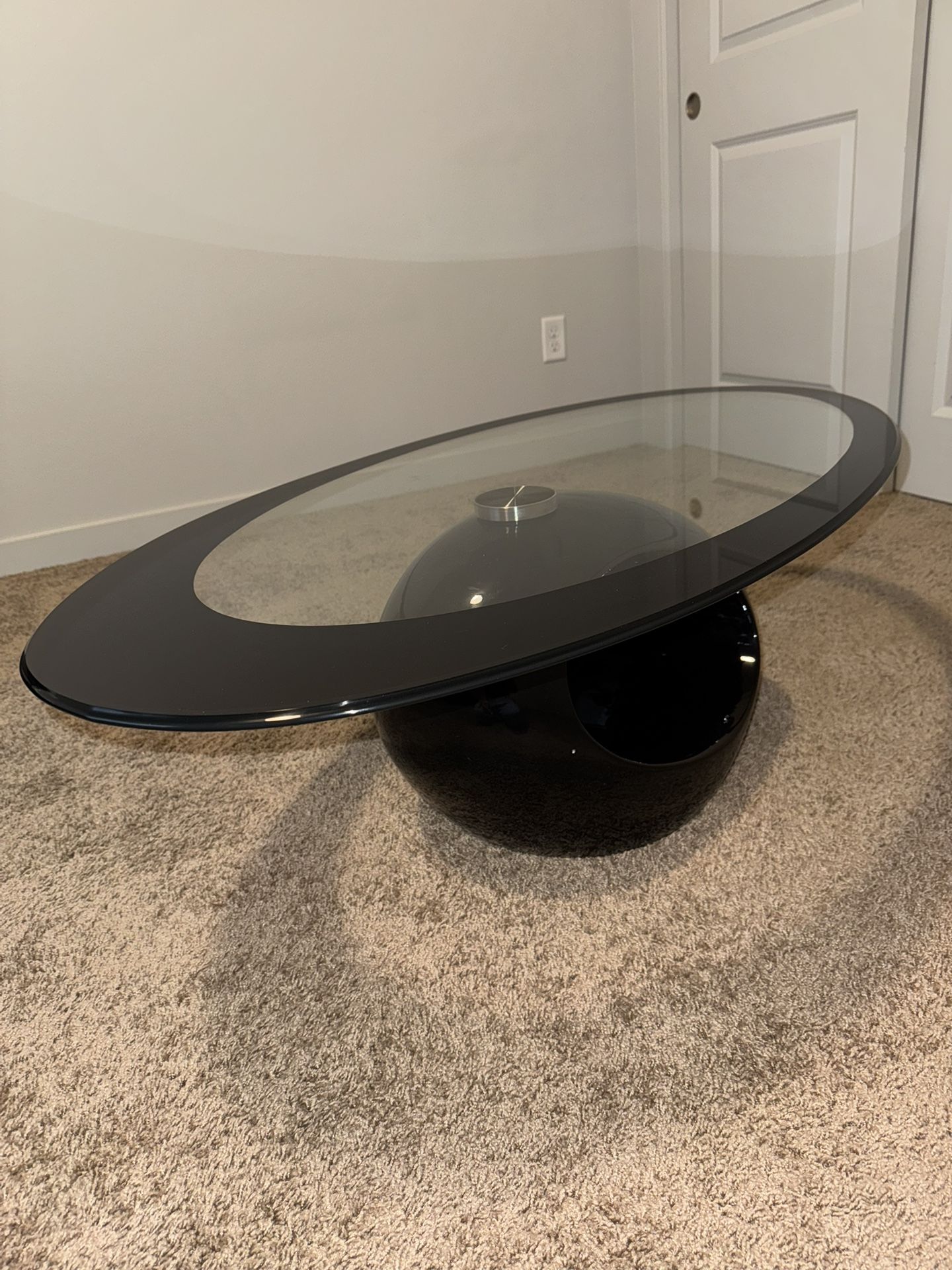 Oval Glass Modern Black Coffee Table