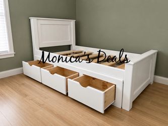 Twin Solid Wood Bed Frame With 3 Drawers $520