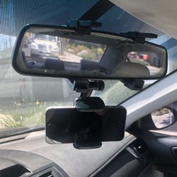 Hands-free Cellphone holder hangs on rearview mirror