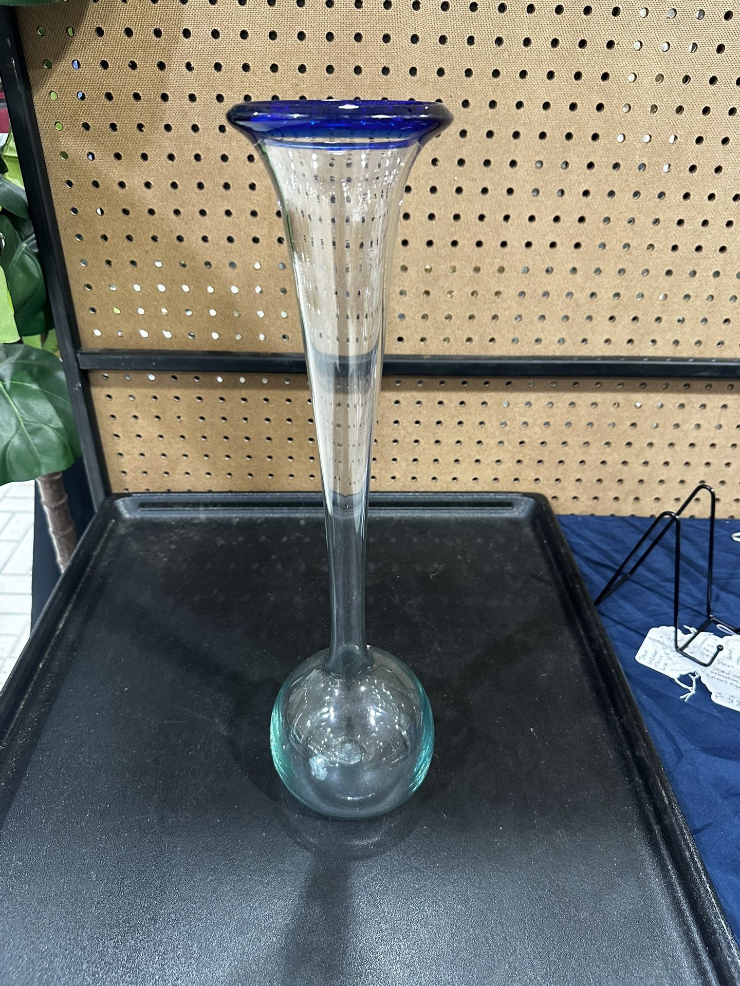 Aseda Glasbruk Art Glass Bud Vase 18in Light Blue MCM Sweden