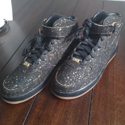 Nike Air Force 1 Mid Cork Black And Gold Flake