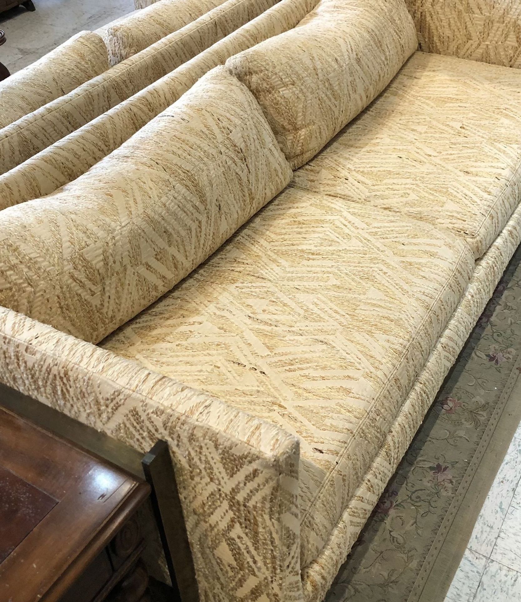 Retro Upholstered And Brass Couch (single)