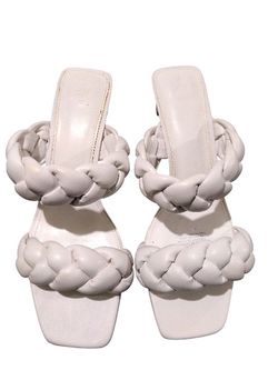 H&M Women's Braided Heeled Sandals Strappy Square Toe Heels Backless Mules Slip On