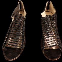 Boutique 9 Bronze Caged Open Toe Heels, Size 10M