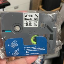 Brother PT Tape TZ2-231 Laminated Label Tape (12mm, Black on White) - Take All 6 for $15 OBO