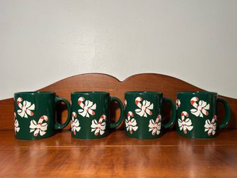 Set of 4 Vintage Waechtersbach Candy Cane Mugs 4.75” wide x 3.75” tall