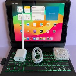 Apple IPad 9th Generation (10.2” Retina /Touch ID /IOS 18/ 2021 Model) 64GB with Pen, Keyboard  & Accessories 