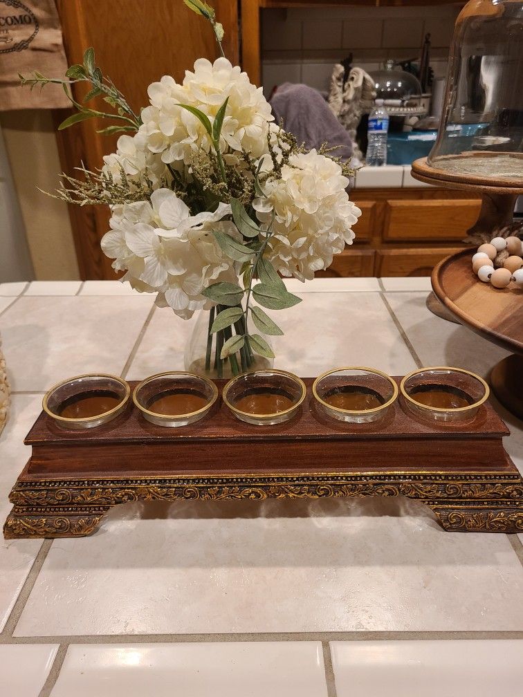 Wooden Ornate Candle Holder. Smaller Size