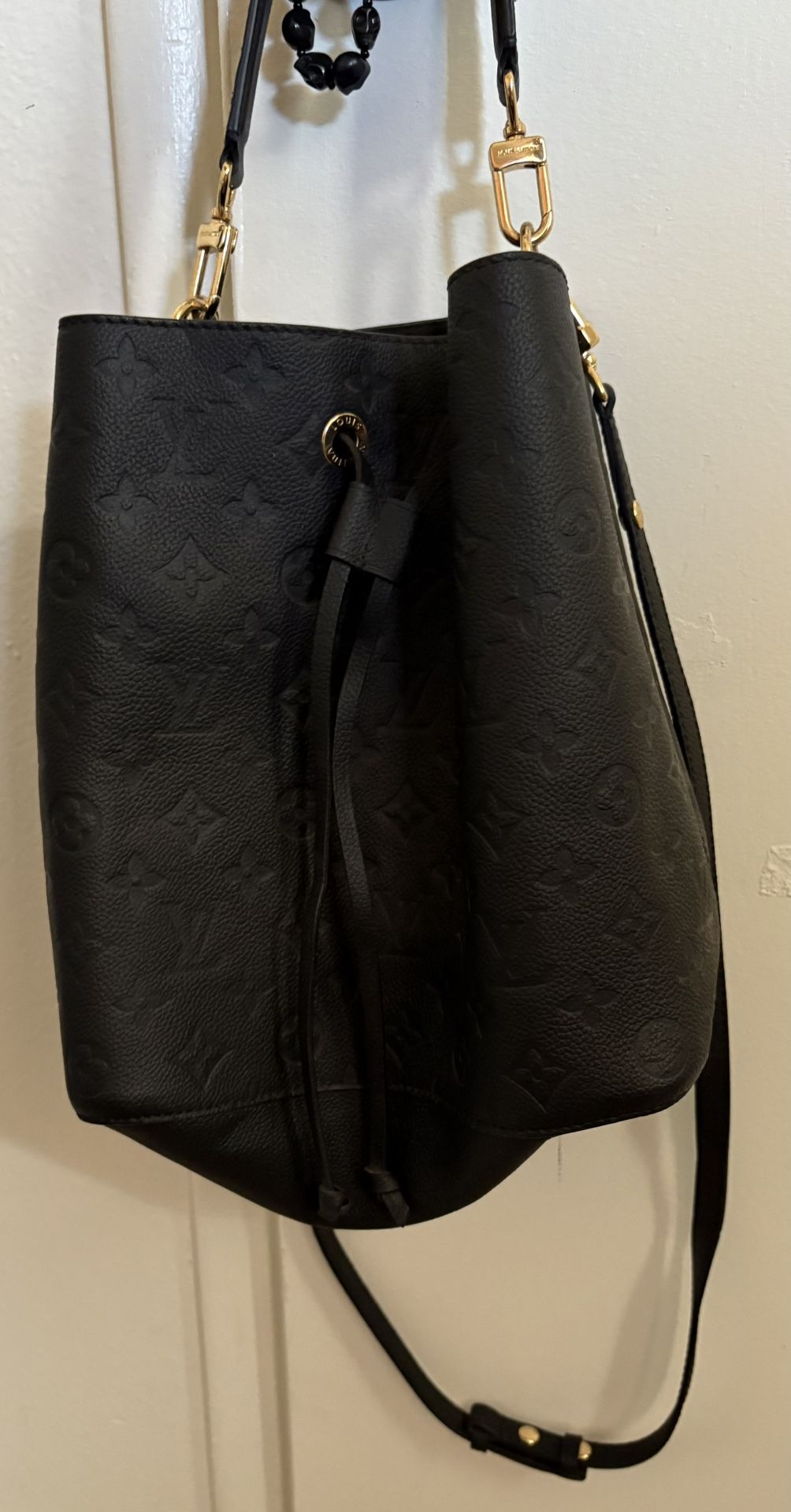 Black Embossed Bucket Bag