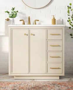 Style Selections Stanfield 36-in Linen Bathroom Vanity Collection