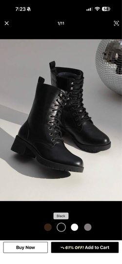 Women's Lace-Up Combat Boots Mid-Calf Militarys Classic And Stylish Winter Festival Christmas Black Boots