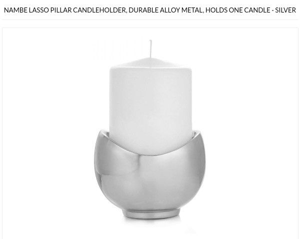 Nambe Lasso Pillar Candleholder, Durable Alloy Metal, Holds One Candle - Silver