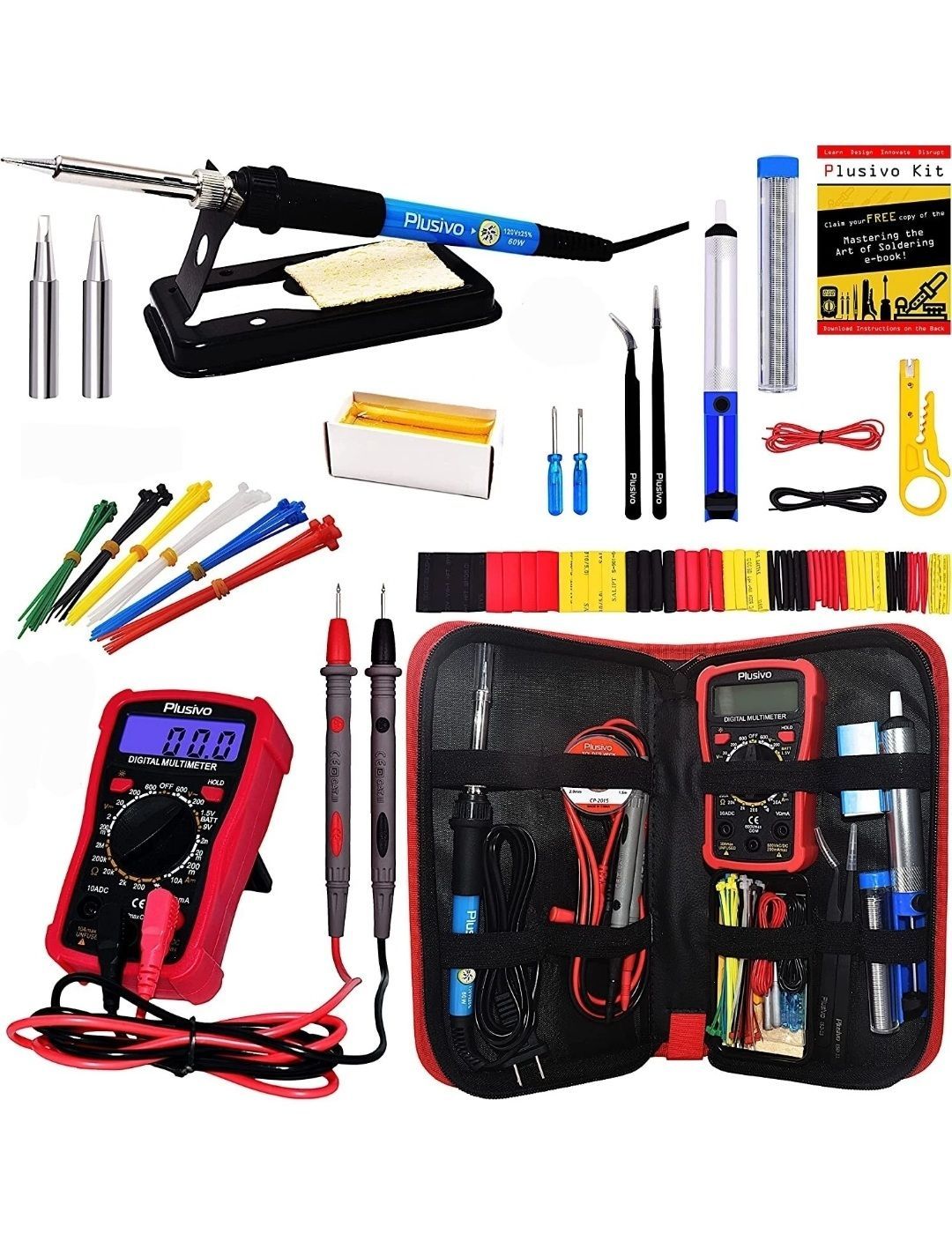 Plusivo Soldering Iron Kit#C- 60W, Digital Multimeter With 15+ Items