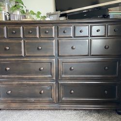 Solid Wood 8 Drawer Wide Dresser 