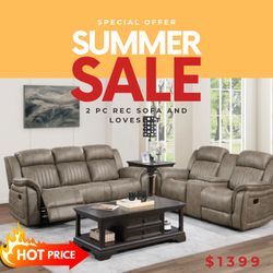 2 PC RECLINER SOFA AND LOVESEAT
