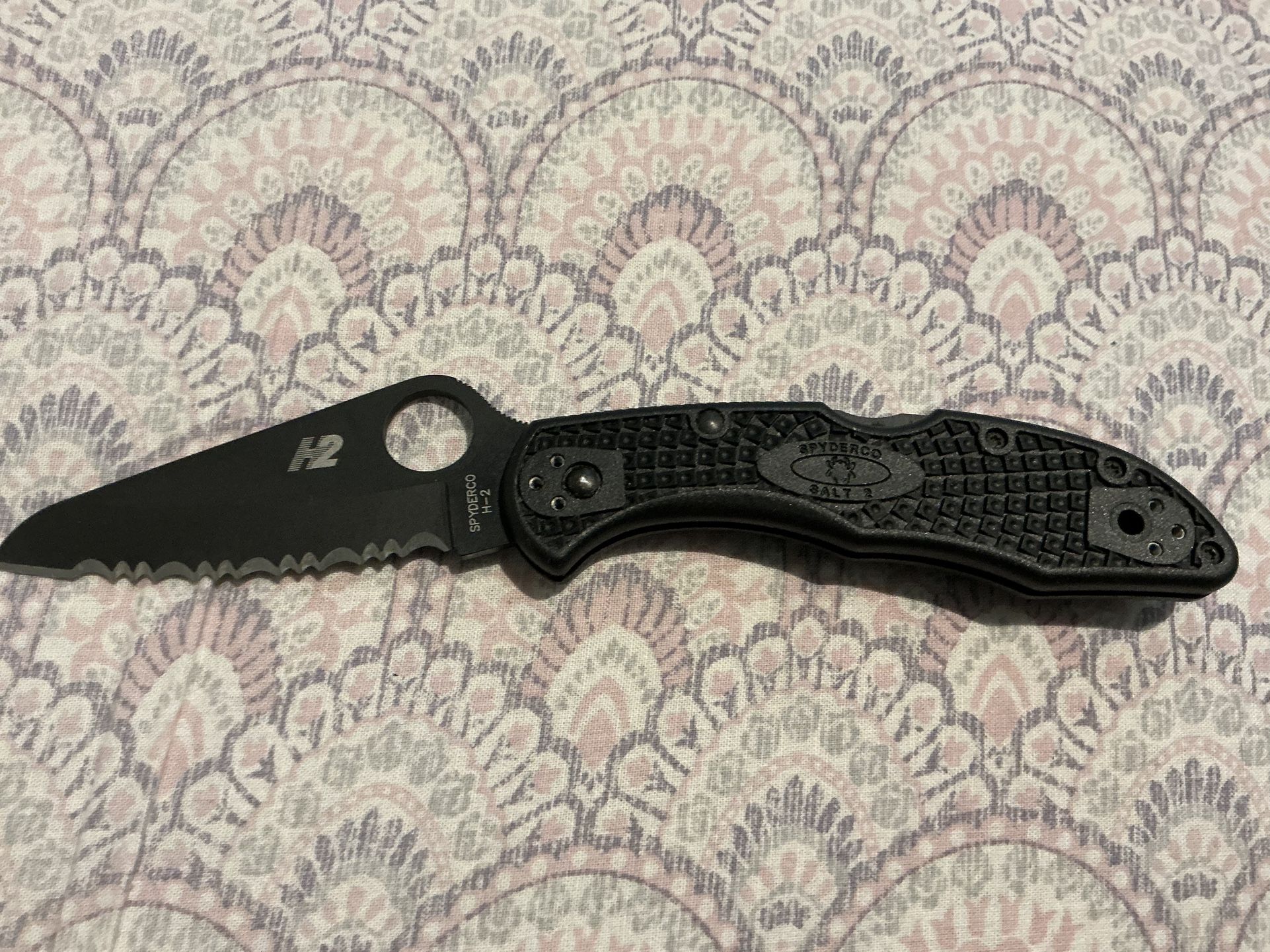 Like New Condition Spyderco H2 Steel Folding Knife With No Box