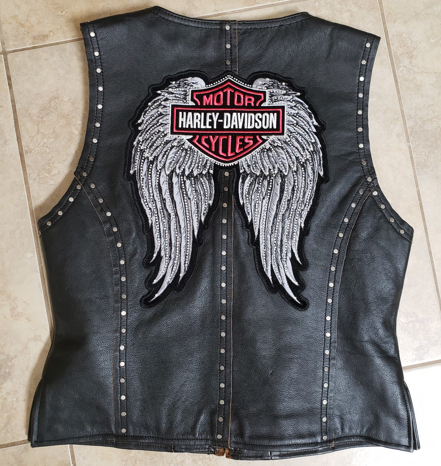 Harley Davidson small bling leather motorcycle vest