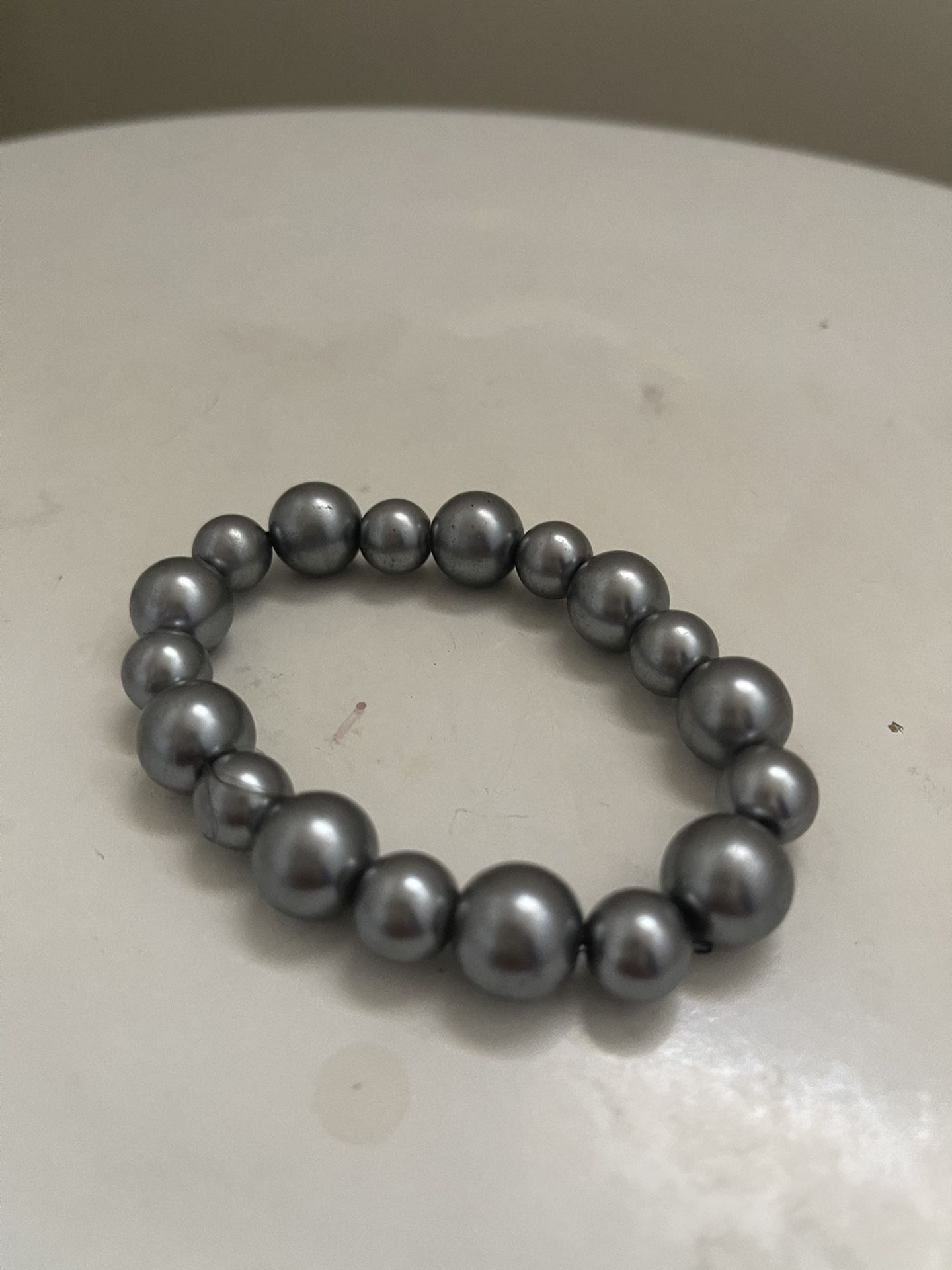 Graphite Silver Bead Bracelet 