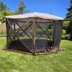 CLAM Quick Set-Up,  6-Sided, Fully-Screened Gazebo 